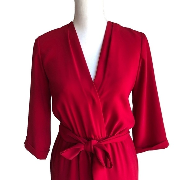 Amanda Uprichard Red Crepe Wrap Midi Maxi Dress Size P (0-2) - Picture 11 of 15